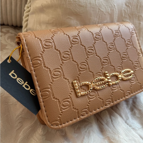 bebe Handbags - 572.‎ bebe Celia Monogram Flap Crossbody Bag Beige NWT $79 MSRP